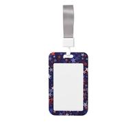 Red Blue Stars American Print Heavy Duty Badge Holder with Retractable Reel, Id Badge Holder Key Card Work Badge Clip for Nurse Teacher Student Office Women Men