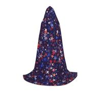 Red Blue Stars American Print Hooded Cloak Teens Kids Adults Halloween Gothic Variety Carnival Cosplay Costume