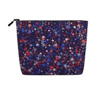 Red Blue Stars American Print Makeup Bag, Toiletry Organizer,One Pack for Multiple Daily Uses, Business Trip Companion