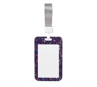 Red Blue Stars American Printed Card Badge Holder with Neck Strap, Vertical Cards Holder Anti-Scratch and Easy-Scan, for Office, School