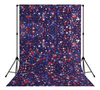 Red Blue Stars American Printed Photography Drape, Foldable Polyester Background, Easy Hang Rod Pocket Studio Prop