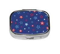 Red Blue Stars,Meta Pill Box 2 Compartment Medicine Case,Portable Organizer,Rectangle Meta Portable Organizer Pill Box 2443 Compartment Medicine Case