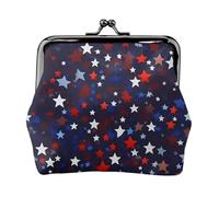 Red Blue Stars Print Women'S Kiss Lock Coin Pouch, Mini Wallet For Cards And Lipstick, Soft Compact Purse