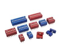 Red Blue Toggle Spacing 2.54MM DIP Dial The Code Switch 1 3 4 5 6 7 8 9 10 12 PIN Quick 10Pcs(3,10pcs 1p)