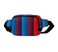 Red Blue Vertical Square Double-Layer Waist Bag with Adjustable Strap.Zipper Fanny Pack -Multi-Pockets.Chest Bag-sports Waist Bag for Hiking Jogging Running.