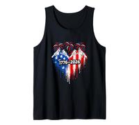 Red Blue White 4th July US Flag Hearts Cute Cardinal Birds Tank Top