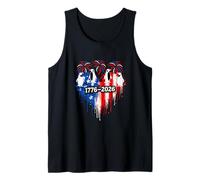 Red Blue White 4th of July US Flag Hearts Cute Penguins Tank Top