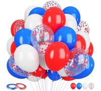 Red Blue White Balloons 60 Pack Royal Dark Blue White Red Balloons Set with Confetti Balloon 12 Inch Birthday Party Balloon for Baby Shower Farewell Labor Day Hero Baseball Patriotic Theme Decorations