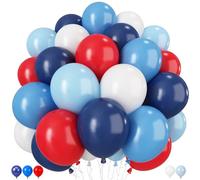 Red Blue White Balloons, 60 Pcs 12 Inch Navy Dusty Pastel Blue Red White