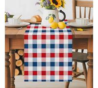 Red Blue White Buffalo Tartan Lattice Table Runner 70 Inches Long,Table Runners Kitchen Dining Tables Decoration for Home Party, 4th of July Independence Day Tables Runner Wedding Dresser Scarf