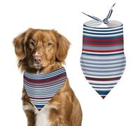 Red Blue White Gray Stripes Dog Bandana Washable & Adjustable Triangle Scarf, Breathable Pet Scarf for Small Medium Large Pets, Cute Fashion Pet Accessory