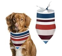 Red Blue White Gray Stripes Dog Bandana Washable & Adjustable Triangle Scarf, Breathable Pet Scarf for Small Medium Large Pets, Cute Fashion Pet Accessory