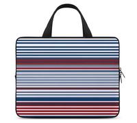 Red Blue White Gray Stripes Laptop Bags Ultra-Thin, Lightweight & Waterproof 12inch Laptop Sleeve, Durable Neoprene Material, Portable Protective Computer Bag with Hand Strap