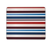 Red Blue White Gray Stripes Mouse Pad with Stitched Edge, Comfortable Mouse Pads with Non-Slip Rubber Base Gaming Mouse Mat Washable Mousepads Computers Laptop Desk Accessories for Office 7.9 x 9.5 in