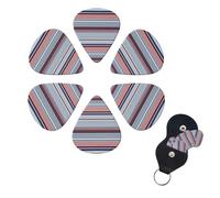 Red Blue White Gray Stripes Print Guitar Picks 6 Pack Guitar Plectrums with Pick Holders Bass Picks For Acoustic Guitar Bass Electric Ukulele Includes 0.46mm, 0.71mm, 0.96mm