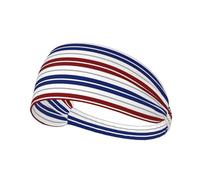 Red Blue White Gray Stripes Printed Athletic Head Wrap, Non Slip Hair Band, Keeps Sweat Out of Eyes for Yoga Gym Workout