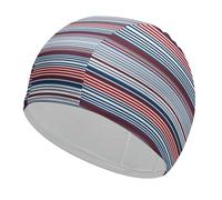 Red Blue White Gray Stripes Swim Cap for Adult, Elastic Fabric Swimming Cap, Comfortable Bathing Cap for Long & Short Hair