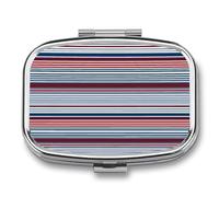 Red Blue White Gray Stripes Weekly AM/PM Pill Organizer.Waterproof Portable Compact Travel Pill Organizers.Small Pill Box for Medicine Holder for Vitamins Medication.