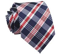 Red Blue White Mens Boy Ties Stylish Tartan Checked Skinny Neckties Gifts for Boyfriend