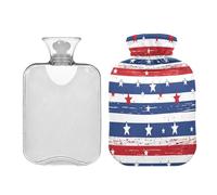 Red Blue White Stripes White Stars hot-Water Bottle with Soft Cover 2L hot compresses for The Body for Tummy Warmer Hot and Cold Therapies Bolsa de calor para Dolor Menstrual