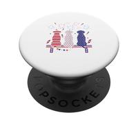 Red Blue White Three Cute Dogs 4th Of July US Flag Lover PopSockets Adhesive PopGrip