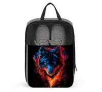 Red Blue Wolf on Fire Shoe Bag for Travel Daily Use Anti-dust Storage Carrier Golf Shoe Pouch