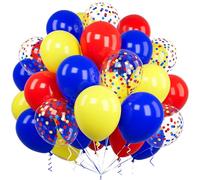 Red Blue Yellow Balloons, Ousuga 60 pcs 12 Inch Matte White Red Yellow Royal Blue Confetti Latex Balloons Set for Kids Birthday Baby Shower Wedding Carnival Engagement Graduation Paw Party Decorations