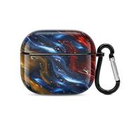 Red, Blue & Yellow Lava Style Waves Bluetooth Headset Cover Hard Shell Earbuds Case Protective Cover Compatible with Airpods 3