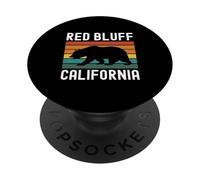 Red Bluff California USA Flag Vintage Cali Bear Sacramento PopSockets Adhesive PopGrip
