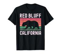 Red Bluff California USA Flag Vintage Cali Bear Sacramento T-Shirt