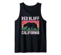 Red Bluff California USA Flag Vintage Cali Bear Sacramento Tank Top