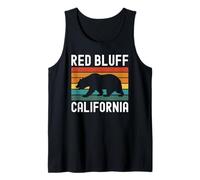 Red Bluff California USA Flag Vintage Cali Bear Sacramento Tank Top