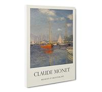 Red Boats In Argenteuil By Claude Monet Exhibition Museum Painting Canvas Wall Art Print Ready to Hang, Framed Picture for Living Room Bedroom Home Office Décor, 24x16 Inch (60x40 cm)