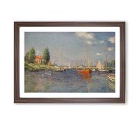 Red Boats in Argenteuil by Claude Monet Framed Print | A2 Walnut Framed Wall Art | Ready to Hang | Modern Historical Picture | Living Room Bedroom Lounge Office