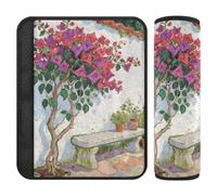 Red Bougainvillea Tree Stone Bench 2 Pack Belt Shoulder Strap, Release Stress to Your Neck and Shoulders, seat Belt Shoulder Pads for Adults for Auto