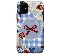 Red Bow Blue Gingham Coquette American Patriotic 4th July Case for iPhone 11