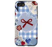 Red Bow Blue Gingham Coquette American Patriotic 4th July Case for iPhone SE (2020) / 7/8