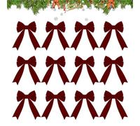 Red Bow | Festive Rustic Cute 12 Pieces, Garland Bows for Decoration | for Window, Festival, Holiday, Gathering, Activities, Home, Wedding, Party, Party and Wall