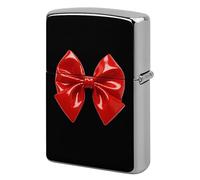 Red Bow Lighter Case Classic Pocket Lighter Cover Windproof Flip-Top Metal Lighters Sleeve Double-Sided Lighters Covers for Men Women
