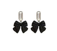 Red Bow Tie Earrings Velvet Bow Crystal Pearl Stud Earrings Elegant Bridal Butterfly Drop Earrings Red Earrings for Women Christmas Jewelry Gifts, Zinc, No Gemstone