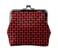 Red Bow Ties Women's Leather Coin Purse, Small Change Pouch with Kiss-Lock Clasp Closure Buckle Wallet for Girl Gift