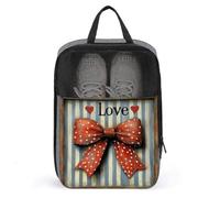 Red Bow with White Polka Dots Vintage Shoe Bag for Travel Daily Use Anti-dust Storage Carrier Golf Shoe Pouch
