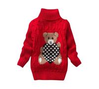 Red Boy Girl for Kids Girl Boy Winter Fall Long Sleeve Turtle Neck Sweater Thick Crochet Warm Thick Fuzzy Cable Knit Plain Child 2025 Clothes Country Concert Y2K 6 Years
