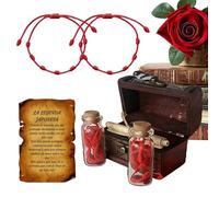 Red Bracelet, Red String Evil Eye Band, 3.15x2.36x2.36 Inches Rope with Wood Beads, Good Luck Accessory with Stylish Design, Couple Bracelet with Build, Wrist Jewelry for Wedding Engagement Valentines