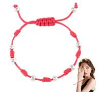 Red Bracelets for Women, Simple Woven Red String Bracelet with 8 Beads & Adjustable Knot for Protection, Evil Eye and Good Luck Bracelet String