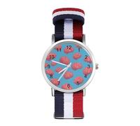 Red Brains Pattern Braided Elastic Strap Watch Multicolor Wristwatch Sport Analog Watches for Men Women Birthday Gift