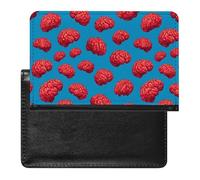 Red Brains Pattern Leather Passport Holder Compact ID Card Cover Case Slim Travel Wallet for Men Women