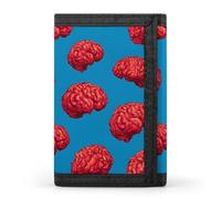 Red Brains Pattern Men's Trifold Wallet with Money Clip Minimalist Credit Card Holder Coin Purse Anniversary Birthday Gift