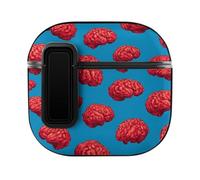 Red Brains Pattern Printed Wireless Bluetooth Earphone Protective Holder Compatible with Airpods 4 Funny Earbud Case