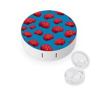 Red Brains Pattern Round Travel Contact Lens Kit with Mirror